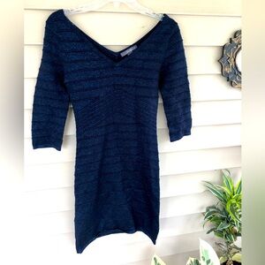 Bandage style knit sparkle blue dress